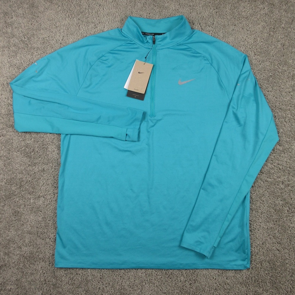 Nike Sweater Mens Large Blue Stride Drifit Running Golf Quarter Zip Lightweight